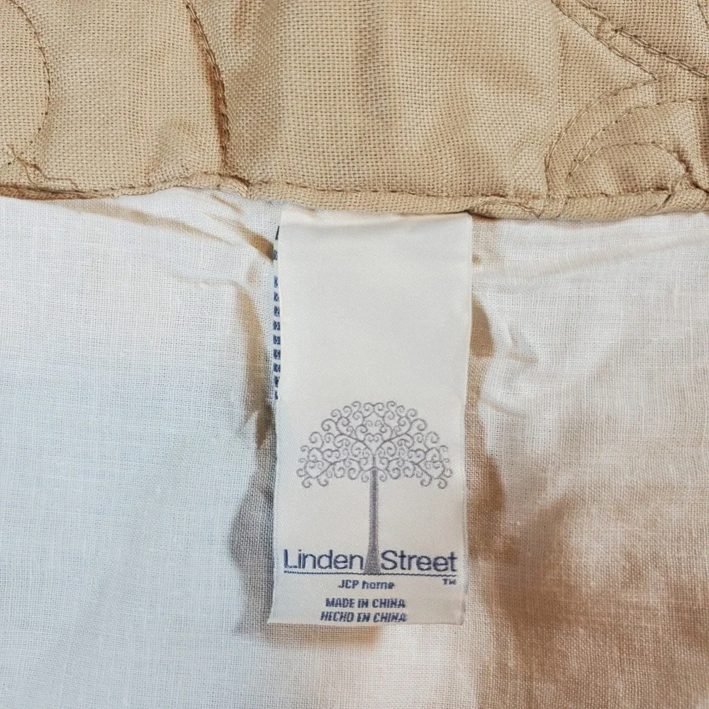 Linden Street Floral Striped Quilted Valance and standard sham Set‎ Sage Tan